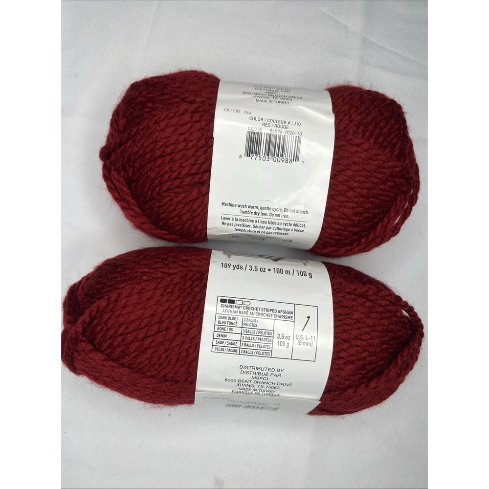 Loops&Threads Charisma Bulky 5 Red Lot of 2 109 yds  J10 Lot 244 Bulky 5 - Picture 2 of 2